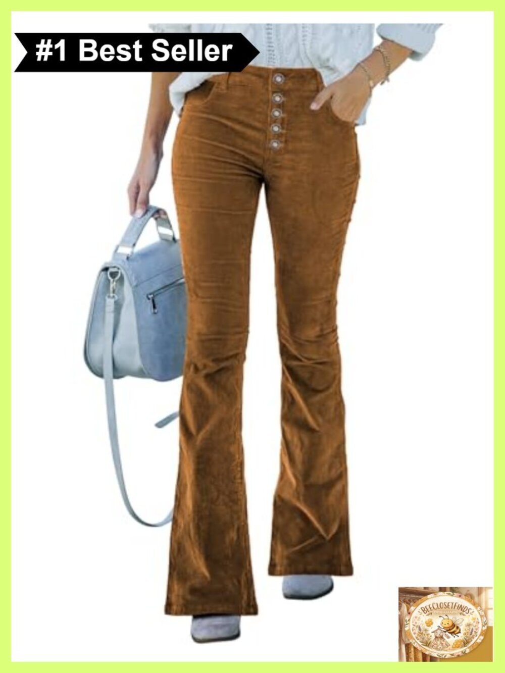 High Waisted Corduroy Flare Pants 80% Cotton Wide Leg Bell Bottom Trousers